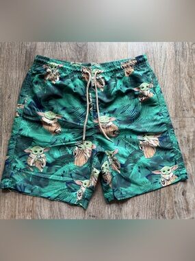 Star Wars Green and Black Grogu Swim Shorts